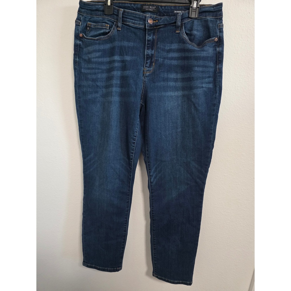 Judy Blue Los Angeles Boyfriend Fit Jeans Dark Wash Stretch Denim Size 15/32